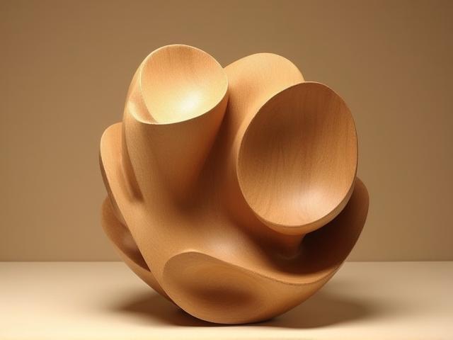 Sculpture abstraite en bois pour galerie d'art