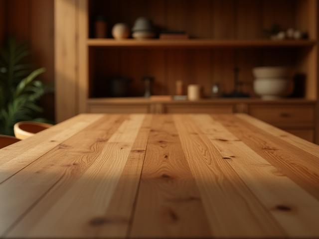 Table en chêne massif et bibliothèque artisanale